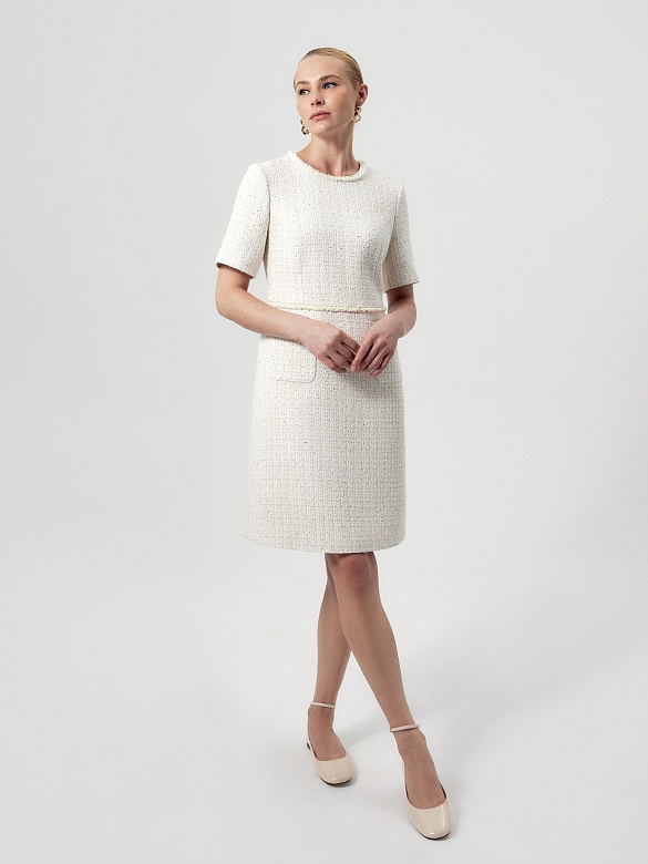 Платье миди из твида с пайетками POMPA арт.2139640mc0190