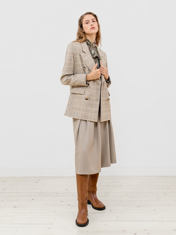 Двубортный жакет в клетку