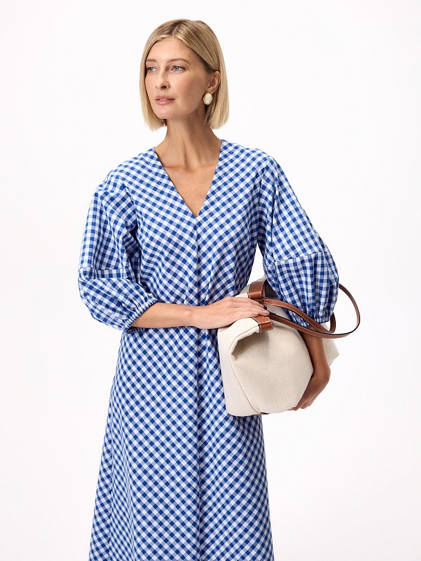 Платье из хлопка с объемными рукавами 