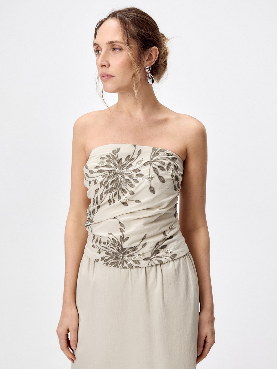 Топ-бандо из 100% хлопка с вышивкой