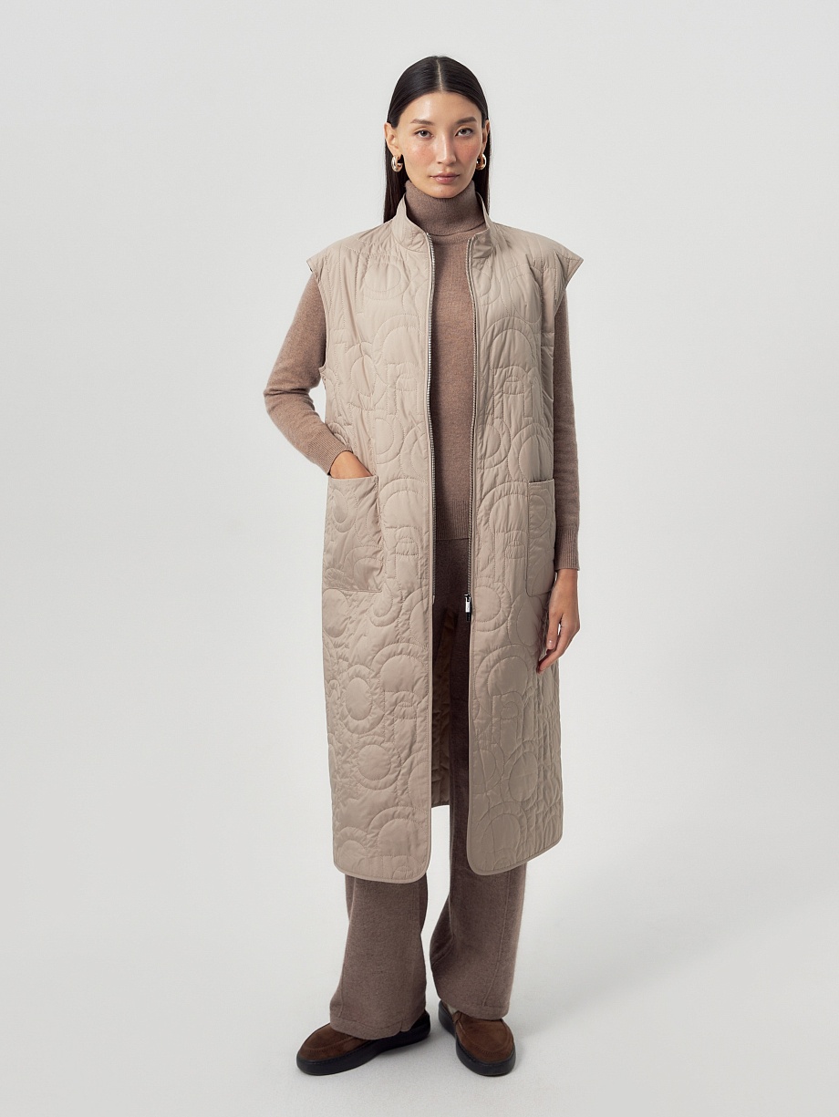 Пальто из премиальной шерсти со стёганым жилетом