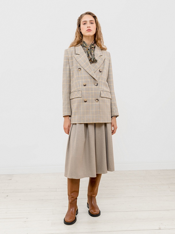 Двубортный жакет в клетку