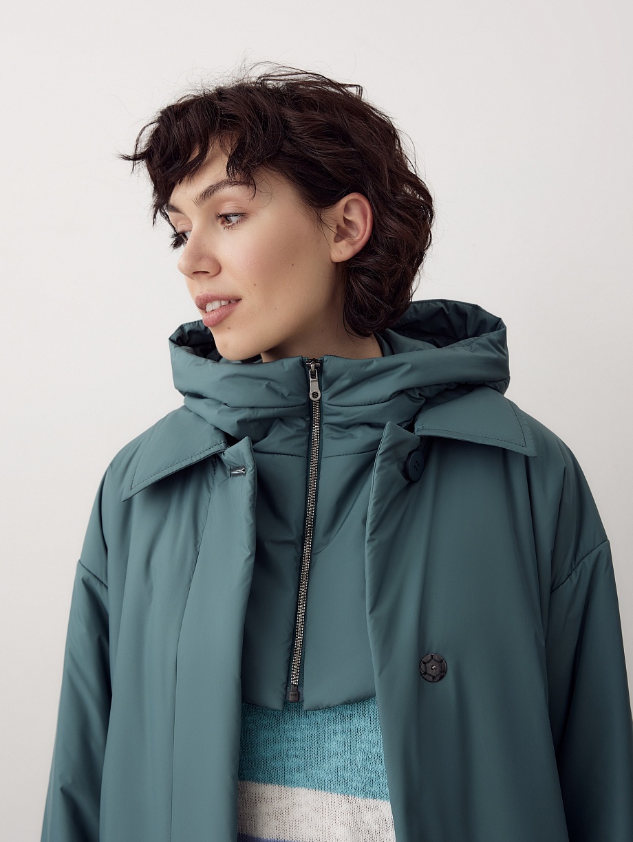 Пальто-тренч со съёмным капюшоном