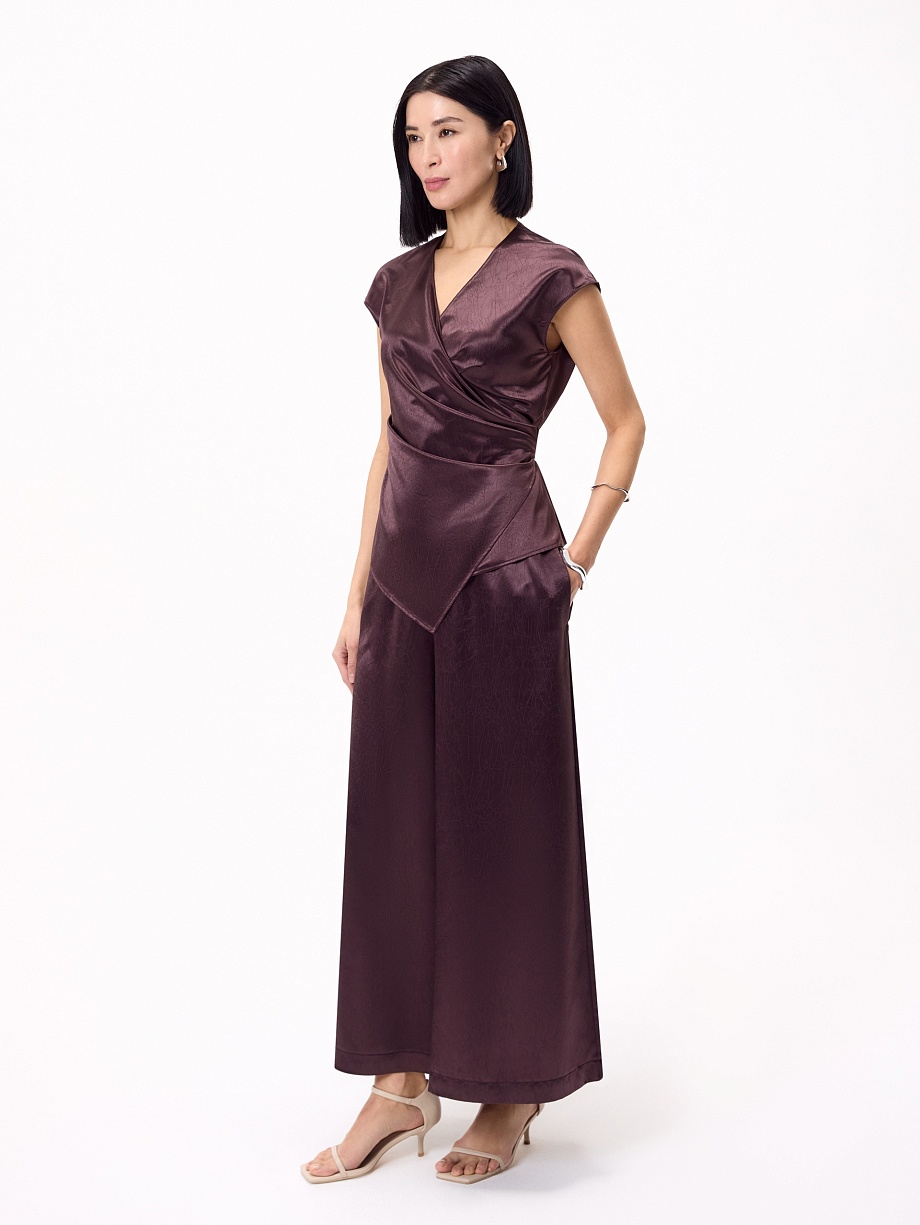 Брюки из жатого атласа на эластичном поясе