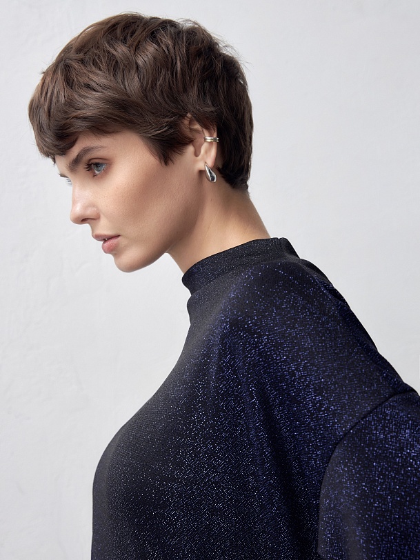 Свободное платье из трикотажа с люрексом