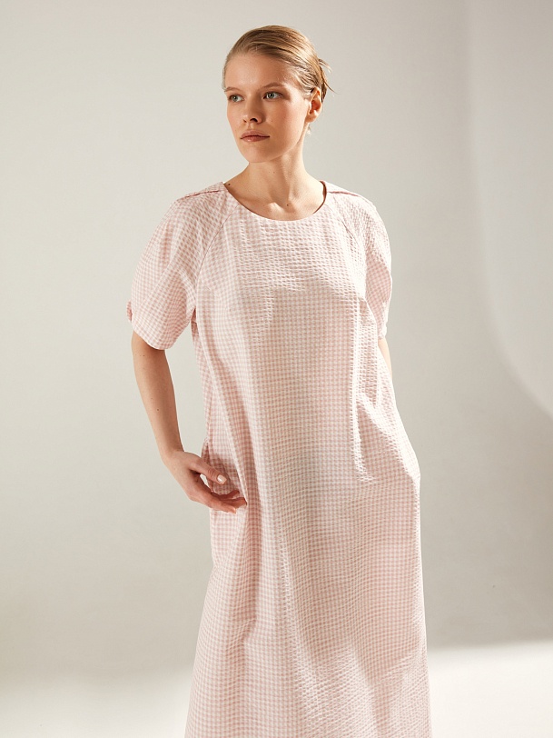 Летнее свободное платье в клетку