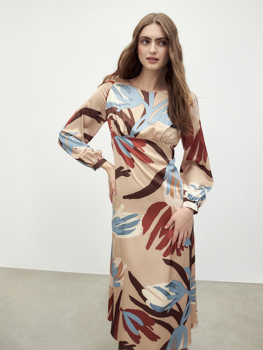 Платье макси с объёмными рукавами