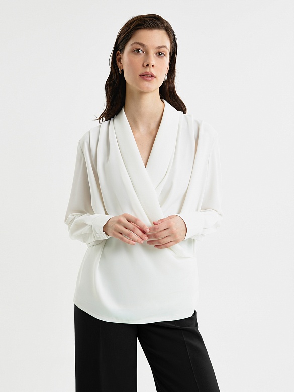Струящаяся блуза с имитацией запаха из вискозы POMPA арт.3149030bf0901