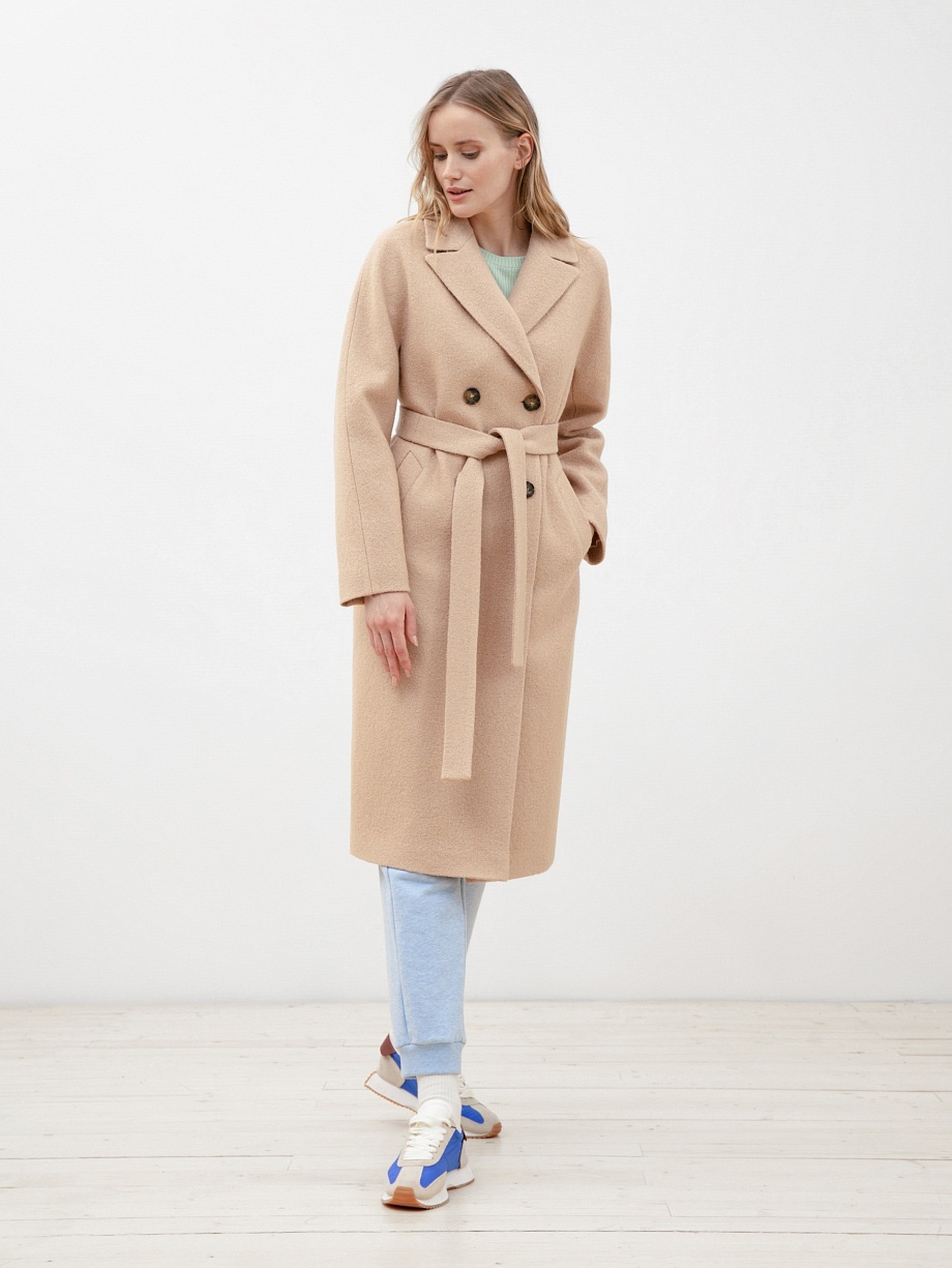 Шерстяное пальто приталенное с мембраной