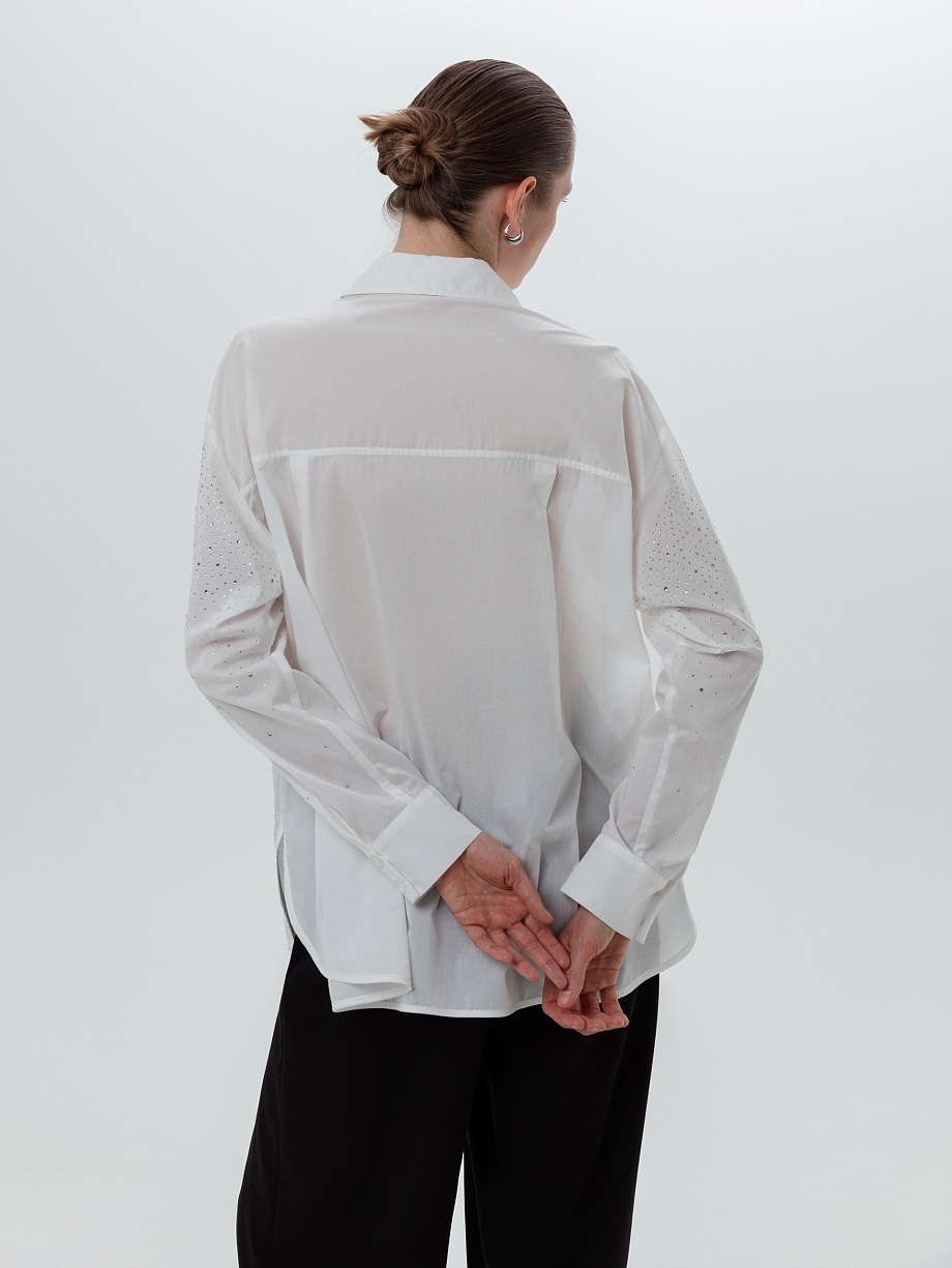 Блуза из 100% хлопка со стразами