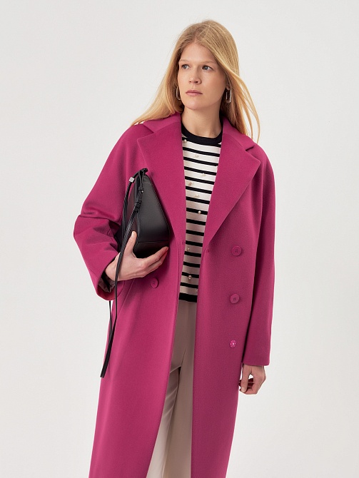 Двубортное пальто из шерсти с мембраной