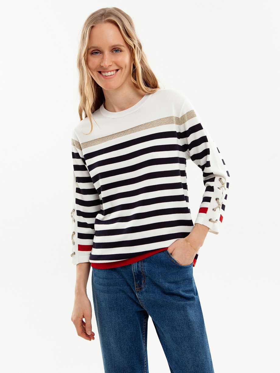 Джемпер прямого кроя в бретонскую полоску из вискозы