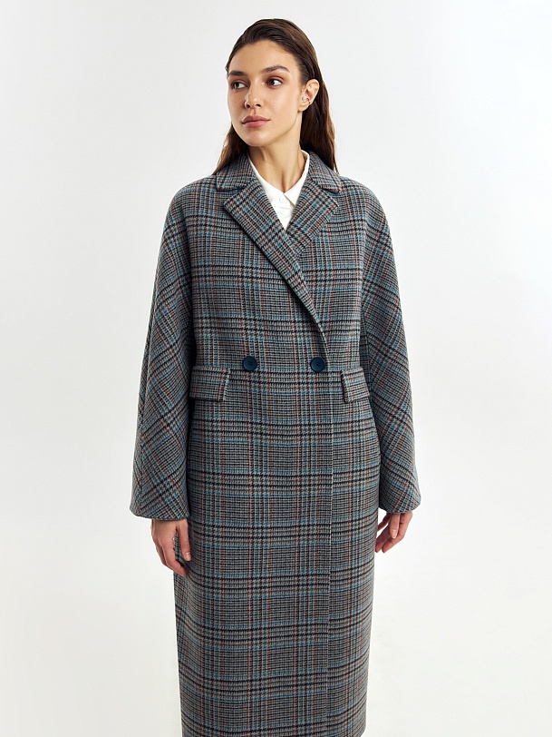 Двубортное шерстяное пальто с мембраной