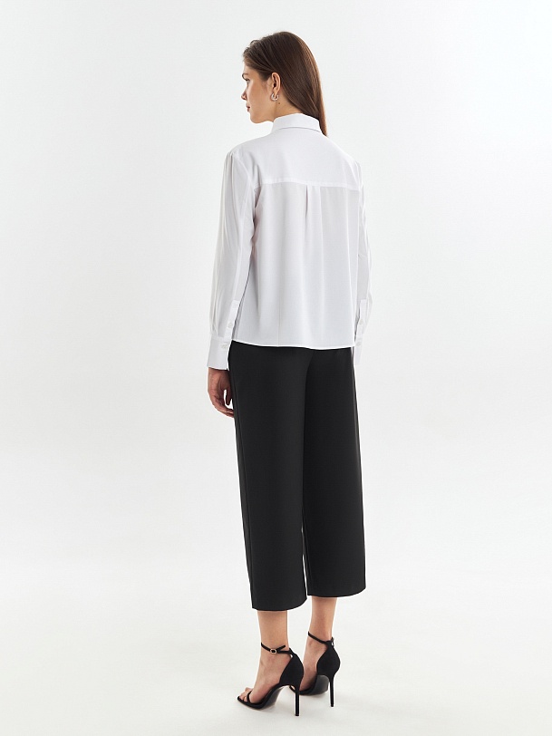 Хлопковая блуза на пуговицах с контрастным принтом