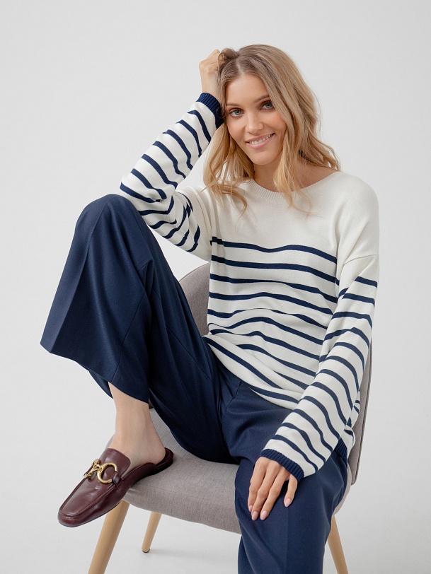 Джемпер свободный в бретонскую полоску