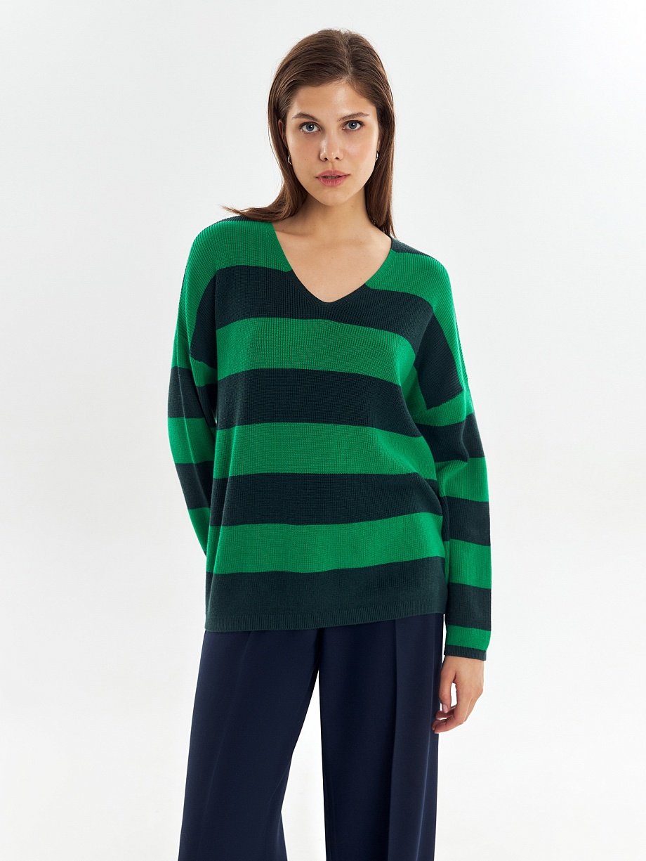 Джемпер из вискозы и хлопка в полоску