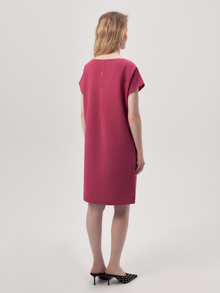 Платье из льна и хлопка с пуговицами на спине
