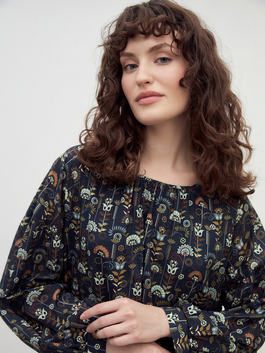 Свободное платье с цветочным принтом из 100% хлопка