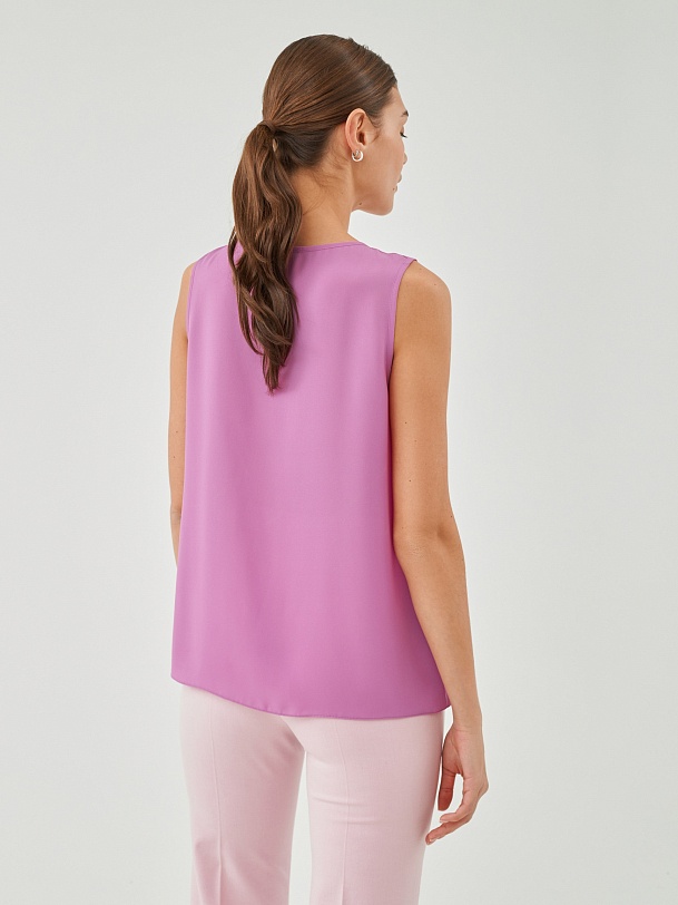 Блузка без рукавов из тонкой шифоновой ткани