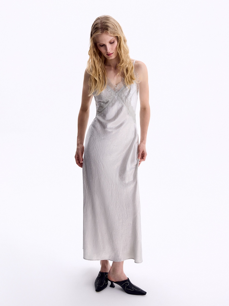 Платье-комбинация из жатого атласа