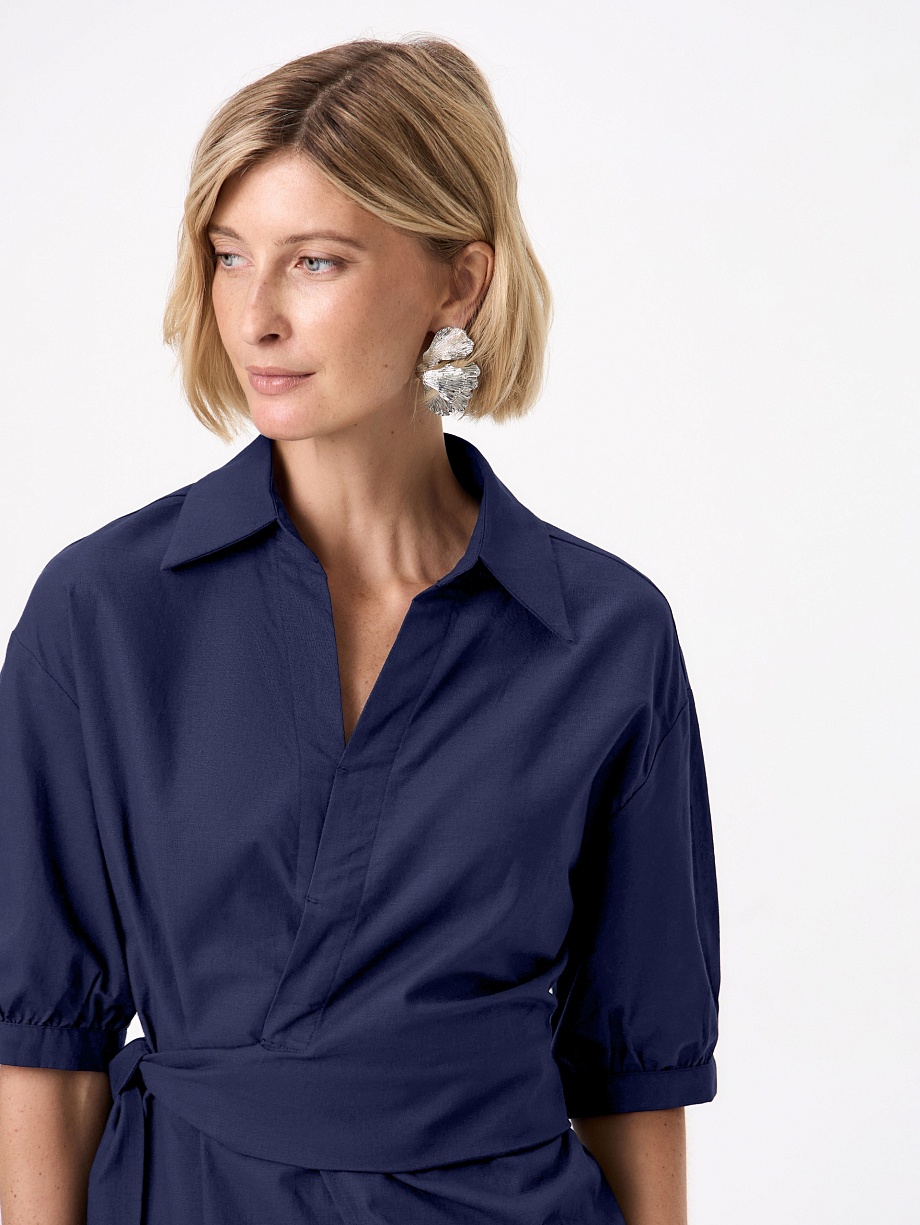 Блуза на запах из хлопка и льна