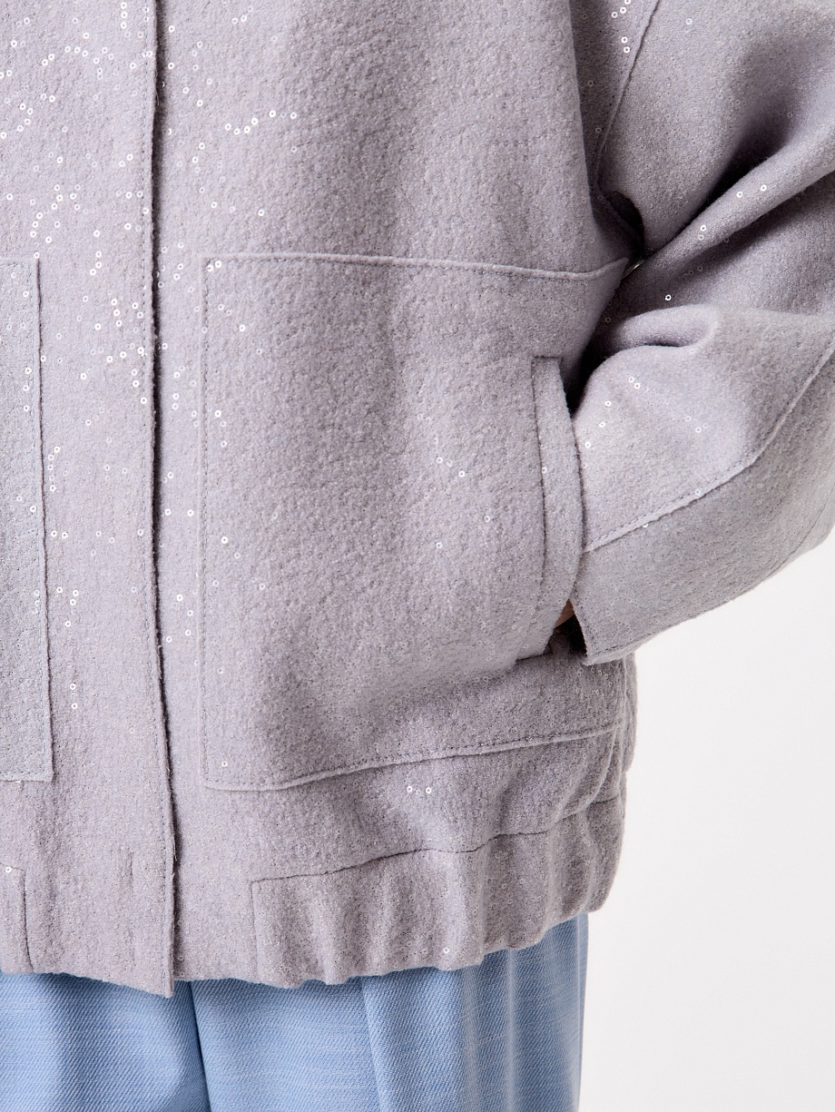 Бомбер из варёной шерсти с мембраной и пайетками