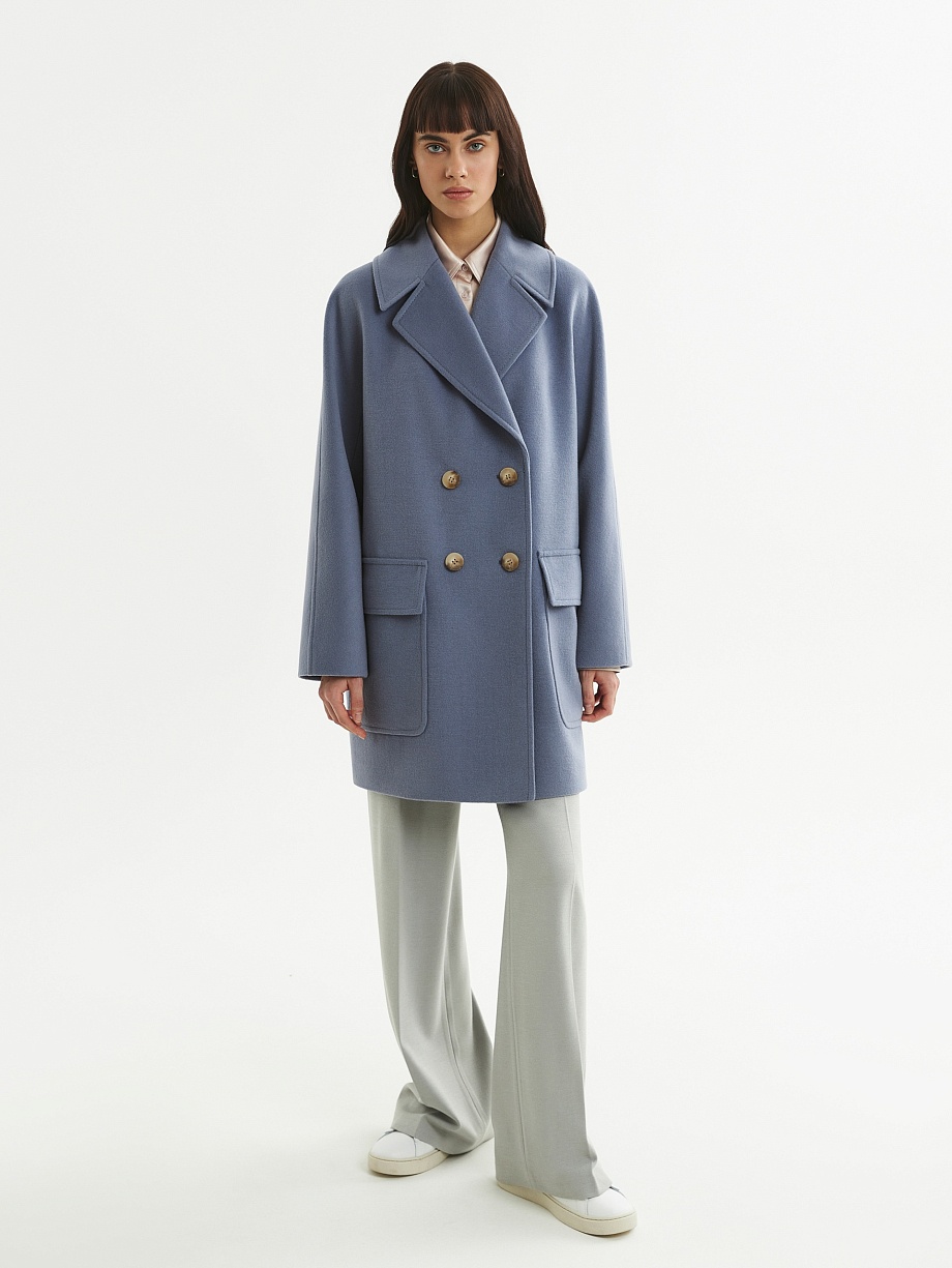 Укороченное шерстяное пальто с мембраной