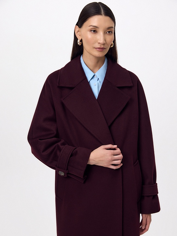 Пальто из шерсти с мембраной, утеплённой спинкой и съёмным капюшоном POMPA арт.1015644p90812