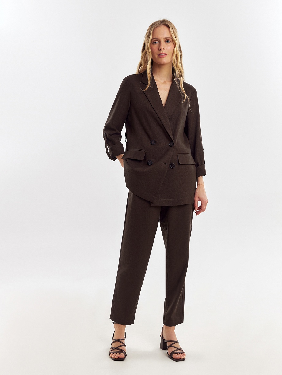 Прямые брюки из льняной ткани на эластичном поясе