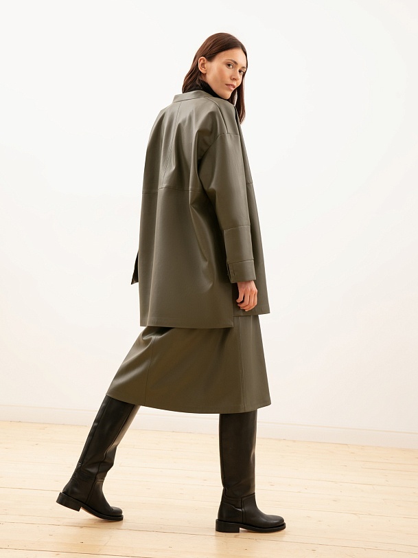 Жакет из экокожи цвета хаки