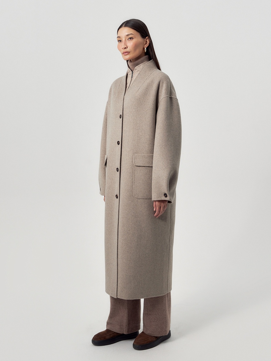 Пальто из премиальной шерсти со стёганым жилетом
