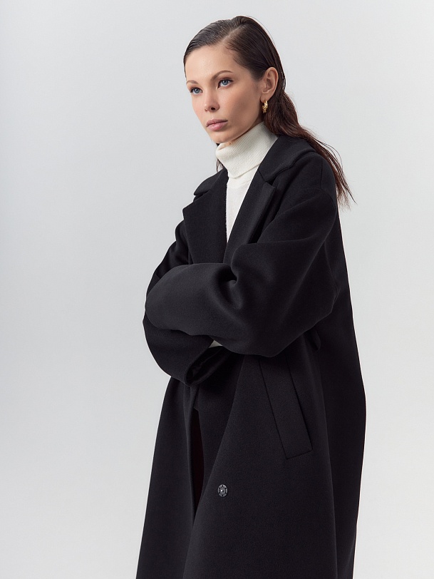 Пальто из 100% шерсти с мембраной и съёмным капюшоном