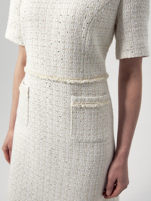 Платье миди из твида с пайетками POMPA арт.2139640mc0190