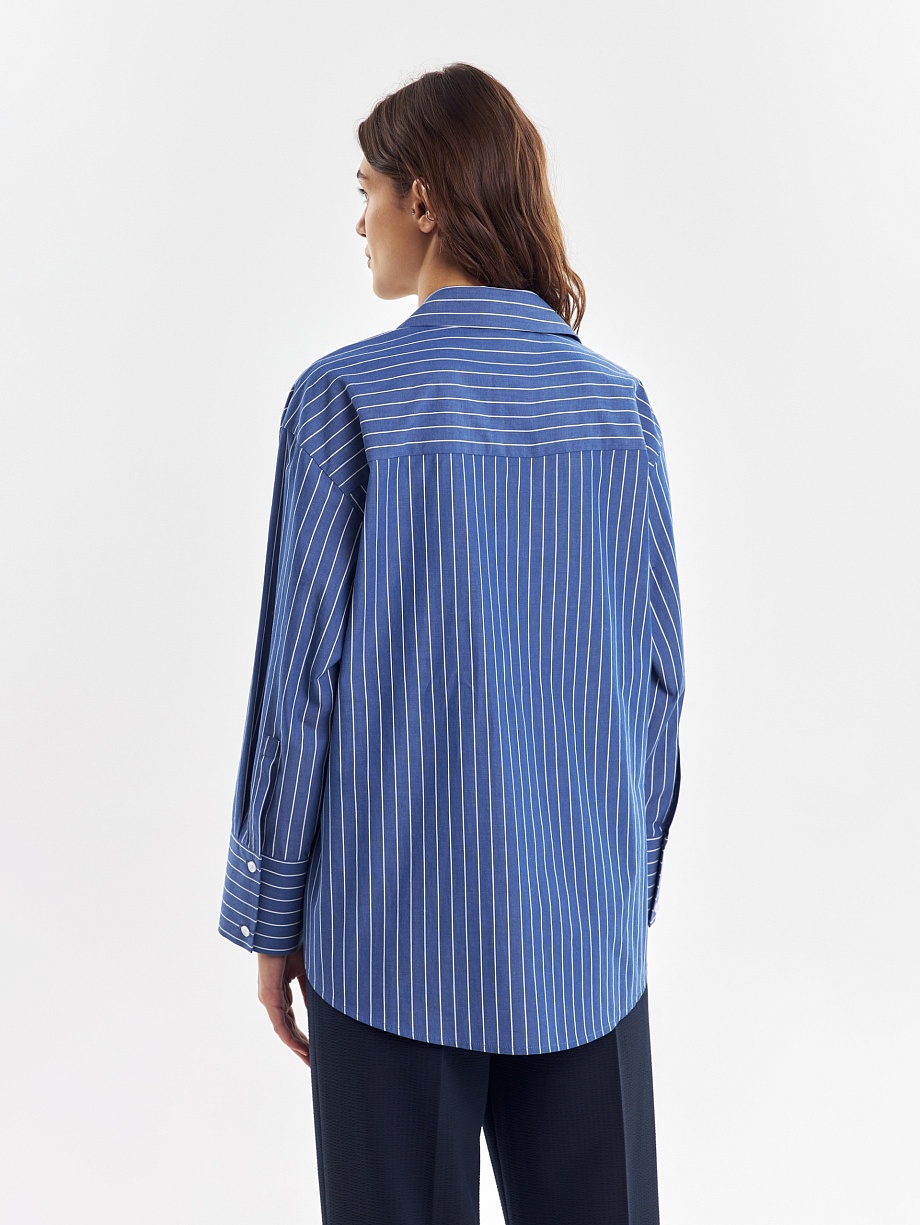 Свободная хлопковая блузка в полоску