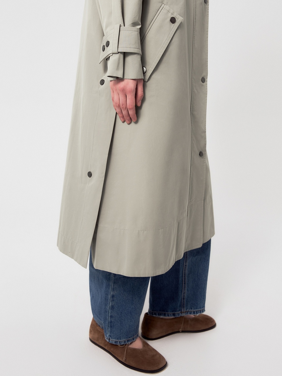 Непромокаемый хлопковый плащ с высоким воротником