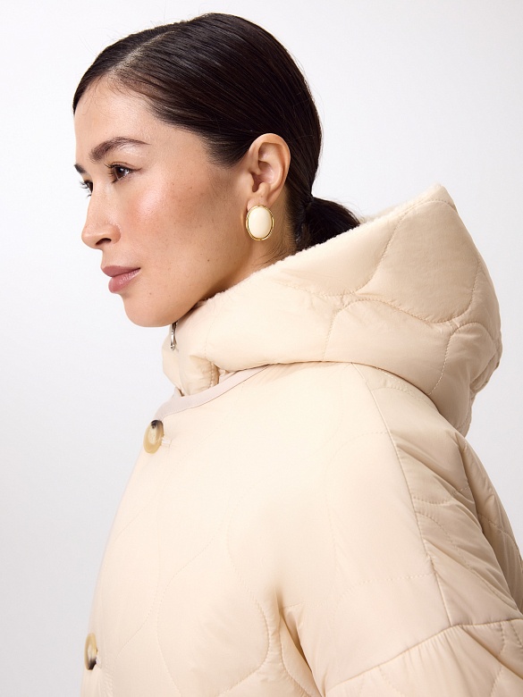 Двусторонняя зимняя экошуба со съёмным капюшоном POMPA арт.1014490p60803