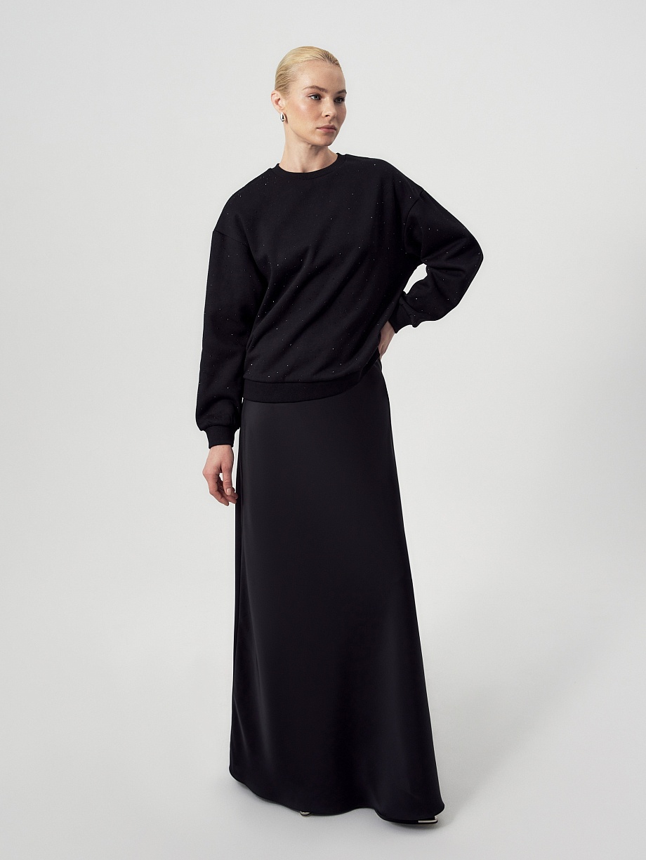 Свитшот из вискозы со стразами