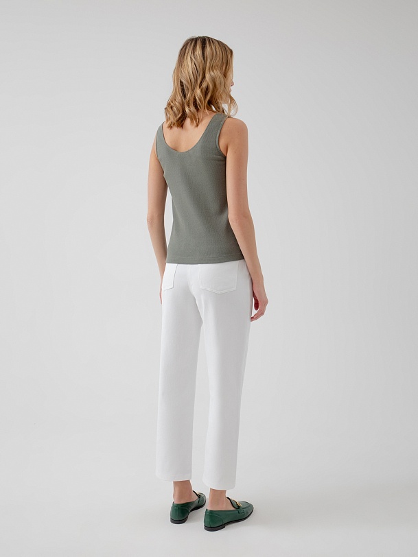 Майка-топ трикотажный цвета хаки