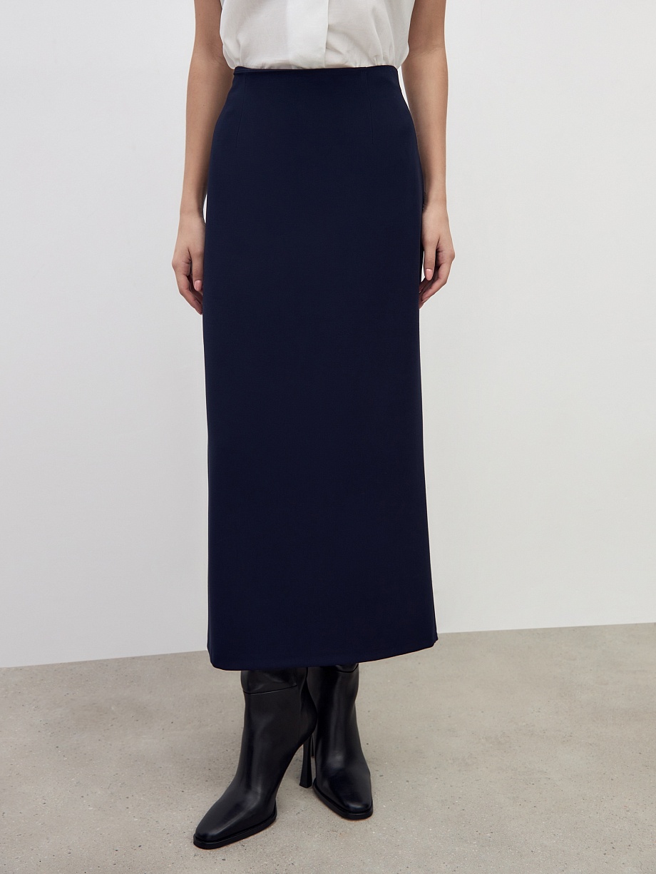 Прямая юбка миди из костюмной ткани