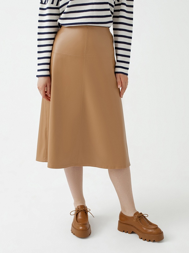 Юбка-трапеция из экокожи