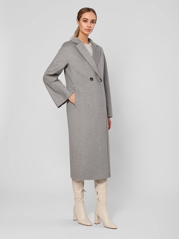 Зимнее шерстяное пальто из шерсти с меховым воротником, утеплителем и мембраной