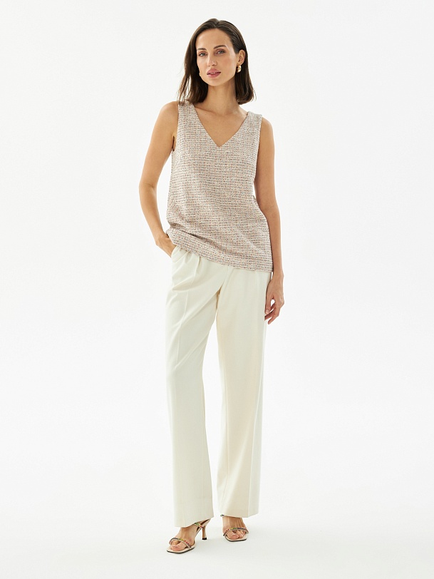 Топ женский без рукавов из фактурной костюмной ткани