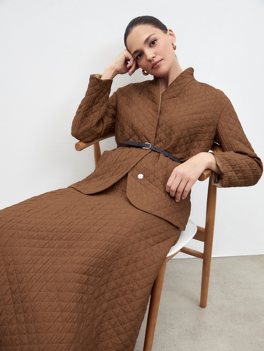 Стёганая расклешенная юбка миди