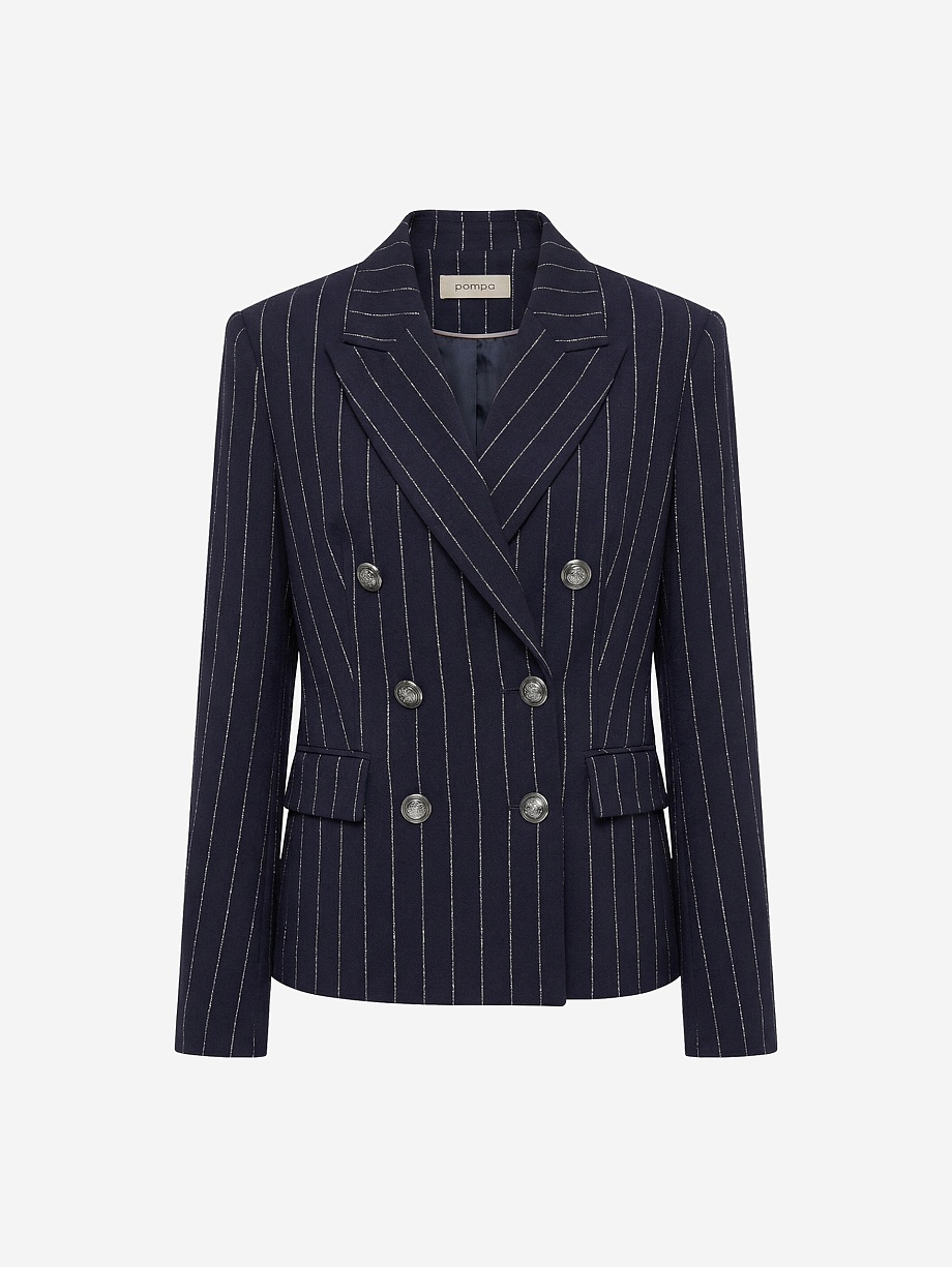 Жакет из костюмной ткани с полосками люрекса