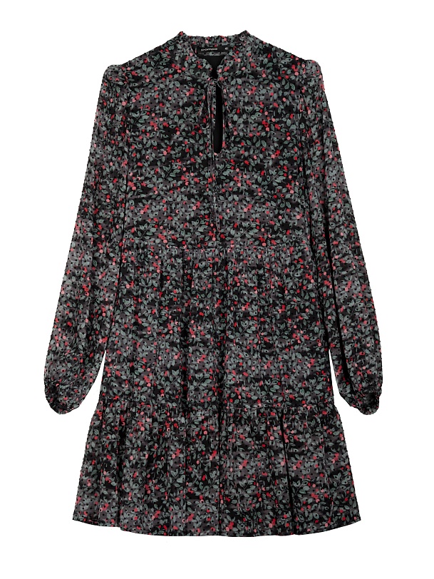 Свободное короткое платье с растительным принтом