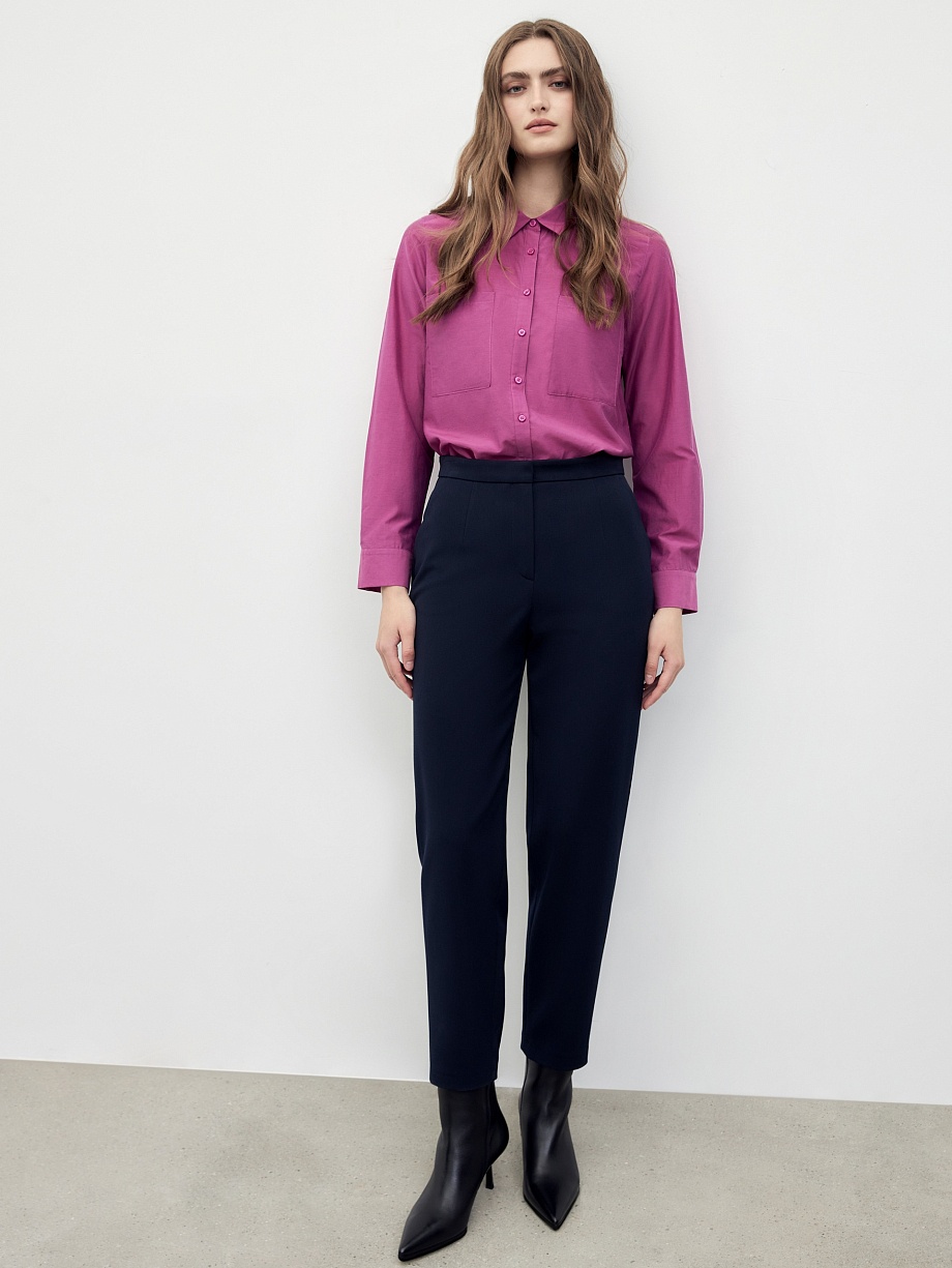 Утепленные зауженные брюки из костюмной ткани