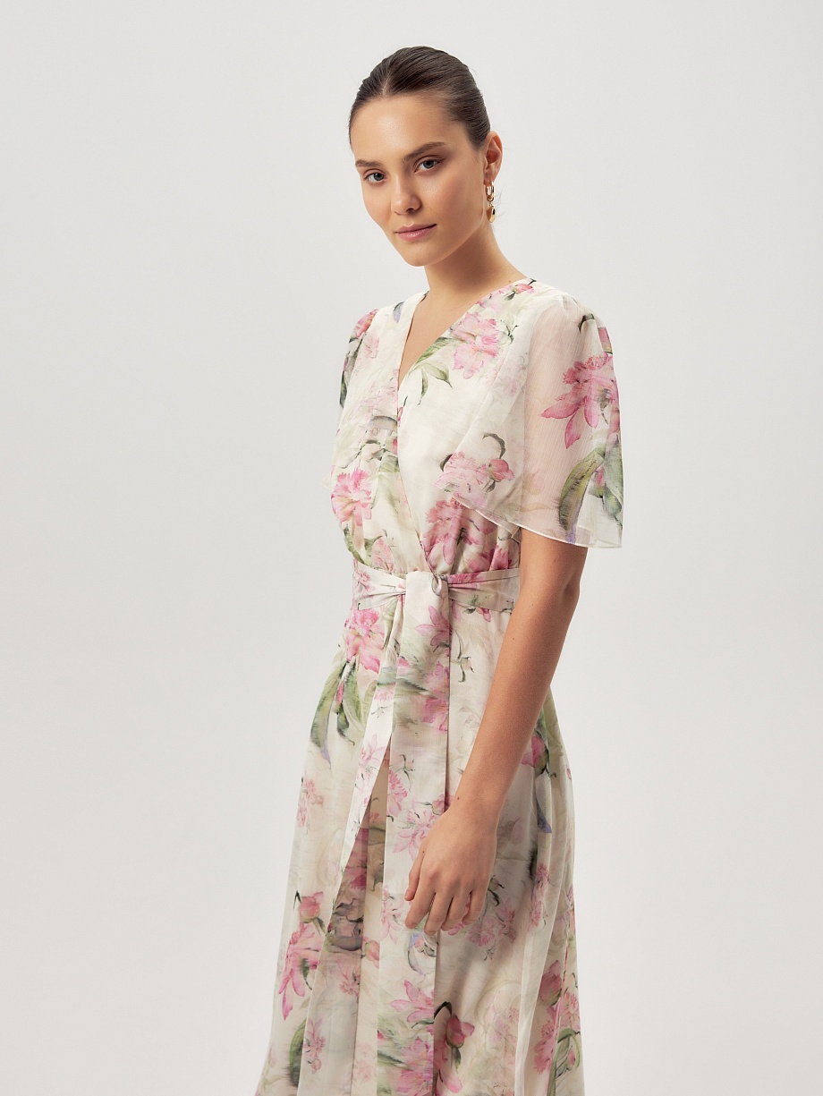 Платье из шифона с цветочным принтом