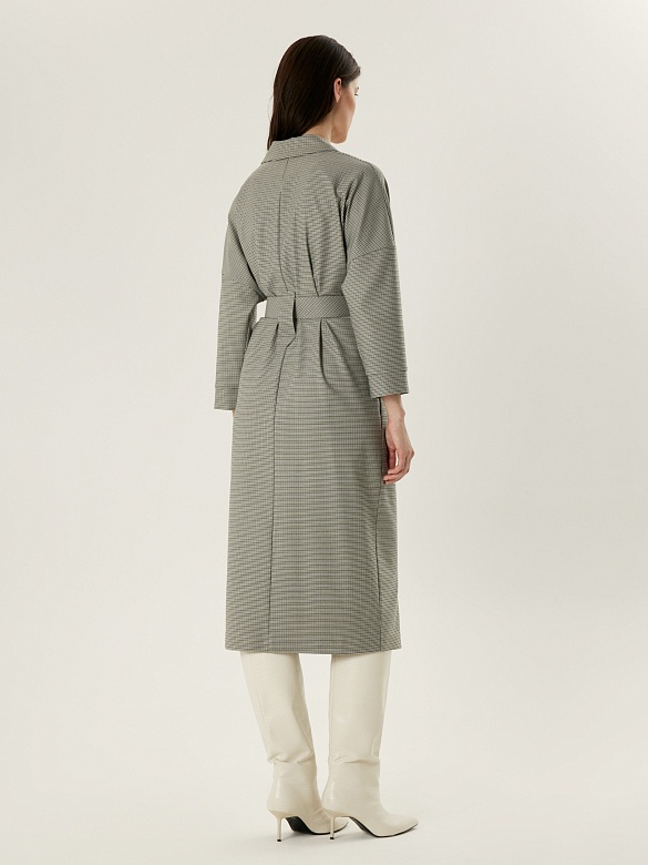 Свободное платье-халат из костюмной ткани с поясом POMPA арт.3137660fb0190