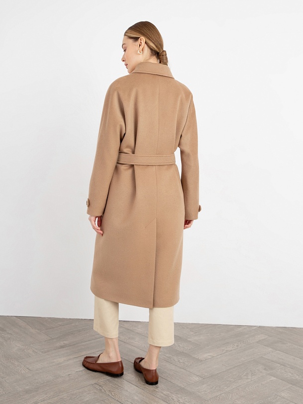 Двубортное шерстяное пальто с мембраной