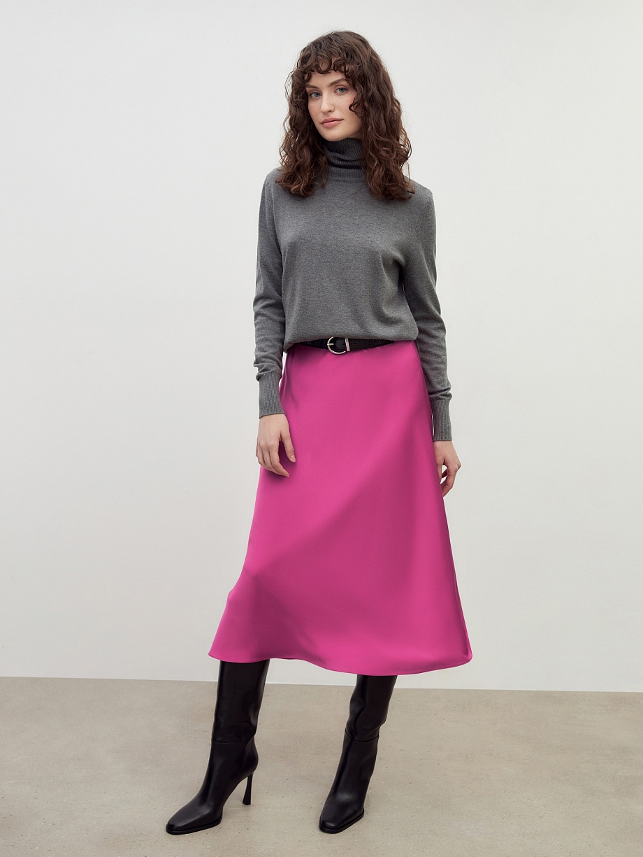 Яркая струящаяся юбка миди на эластичном поясе